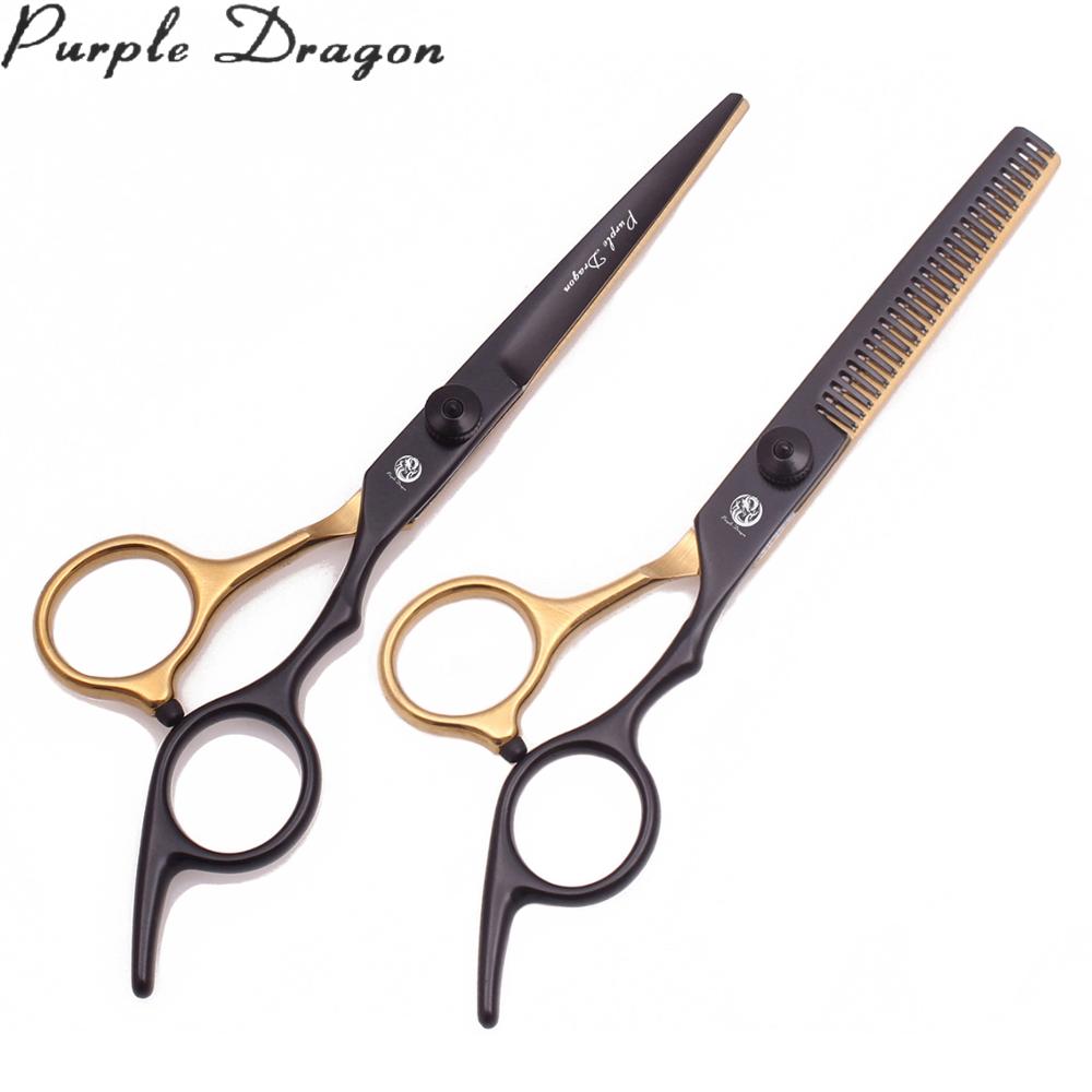 Hair Scissors 6" Japan Steel Purple Dragon Hair Cutting Scissors Thinning Shears Black&Gold Haircut Scissors Adjustable Tension