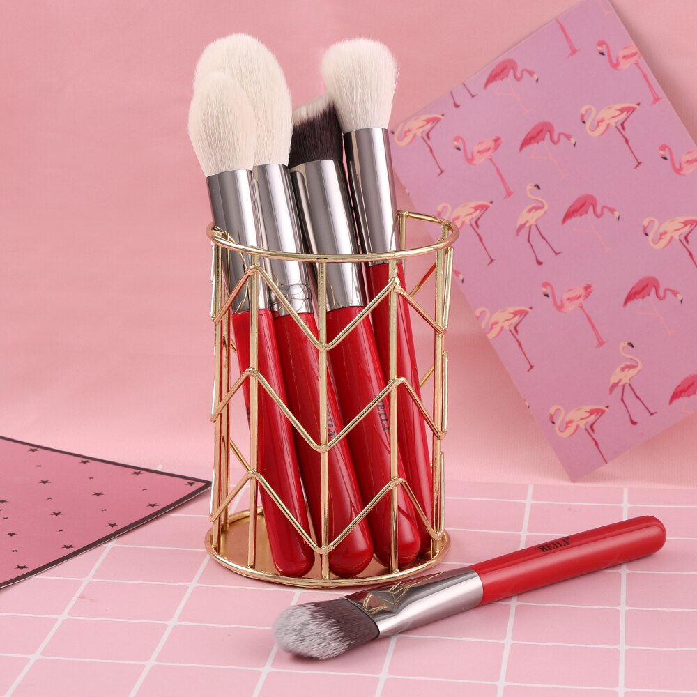 Beili rød enkelt makeup børste 1 stykke pudder concealer highlight foundation i syntetisk nano hår blusher børste make up værktøjer