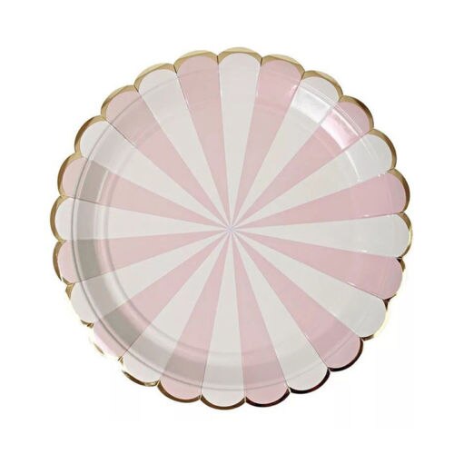 8 st dur rosa randiga pappersmuggar vuxna barn födelsedagsfest middagsservis