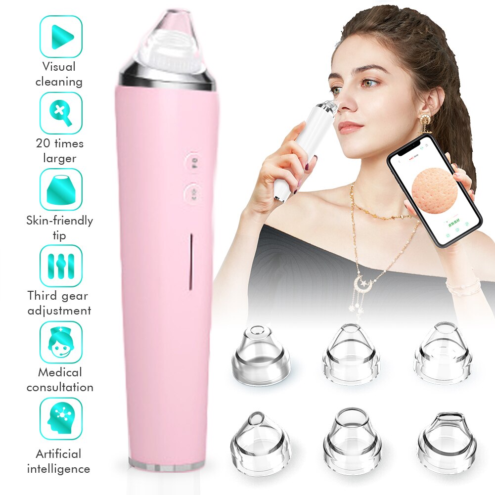 WiFi Visual Blackhead Remover Vacuum HD Camera Pore Cleaner Vacuum Face Deep Clean Pimple Removal Tool Review Blackheads Cleaner: pink