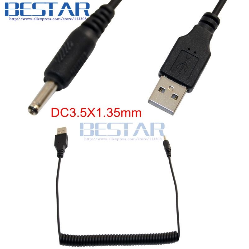 USB 2.0 A Male to DC JACK 2.0x0.6mm 2.5x0.7mm 3.0x1.1mm 3.2x0.9mm 3.5x1.1mm 3.5 x 1.35mm 5V 2A Power Spring Cable 1m: DC 35x14