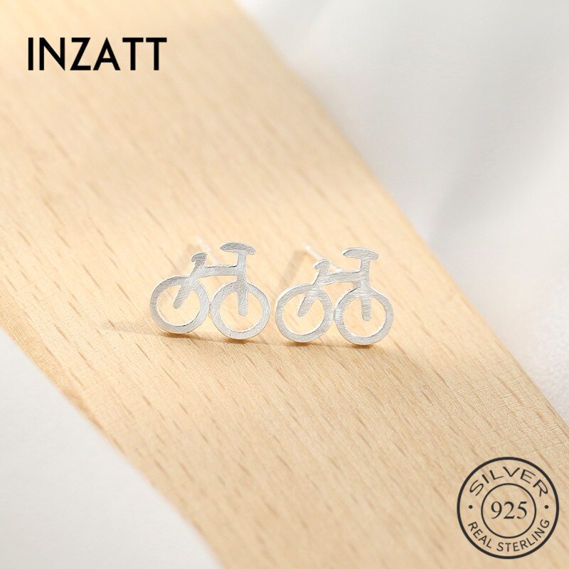 INZATT-pendientes de broche a la con forma de bicicleta Rock Plata de Ley 925 auténtica, joyería para novia, , accesorios de