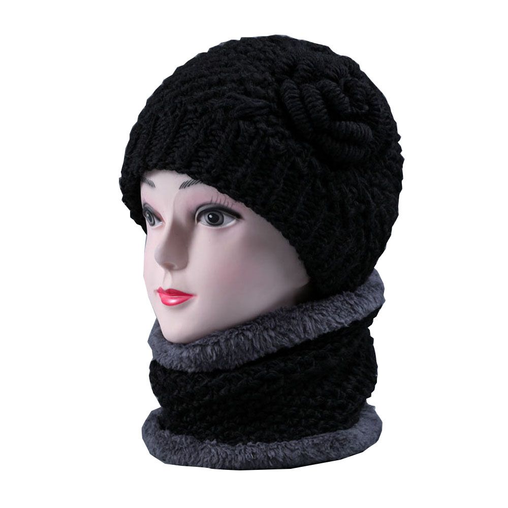 Chapeau épais pour mère, cagoule, bonnet de grand-mère, tricoté en laine, pour femme d&#39;âge moyen: black