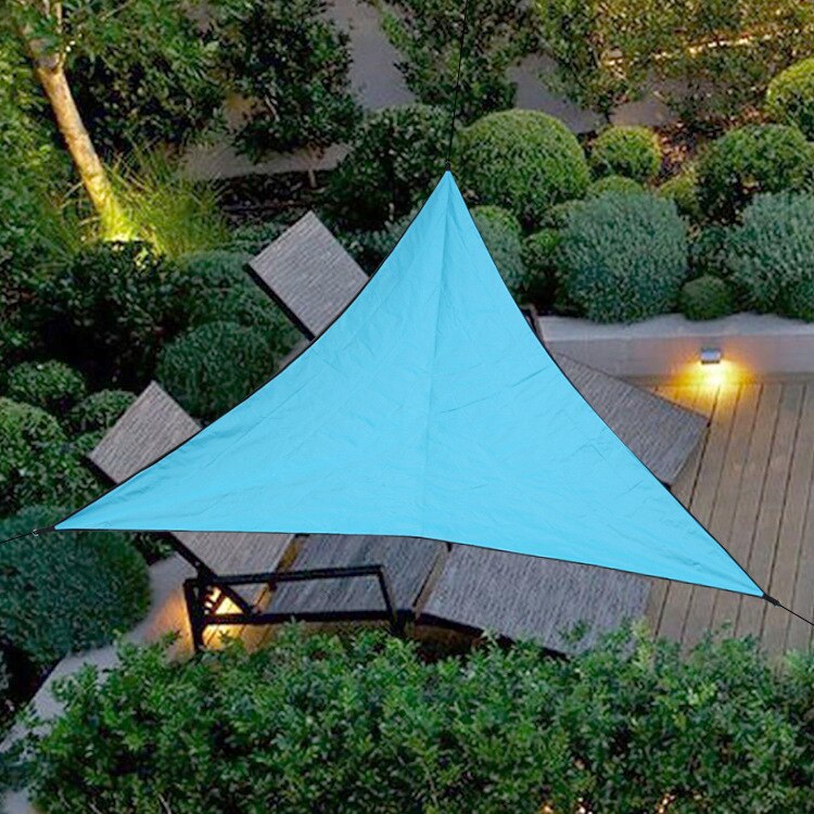 3X3X3m Family Patio Swimming Pool Triangle Fixed Oversized Waterproof Awning Canopy Courtyard Sun Shade Cloth Tent With Rope: 04 blue 3X3X3m
