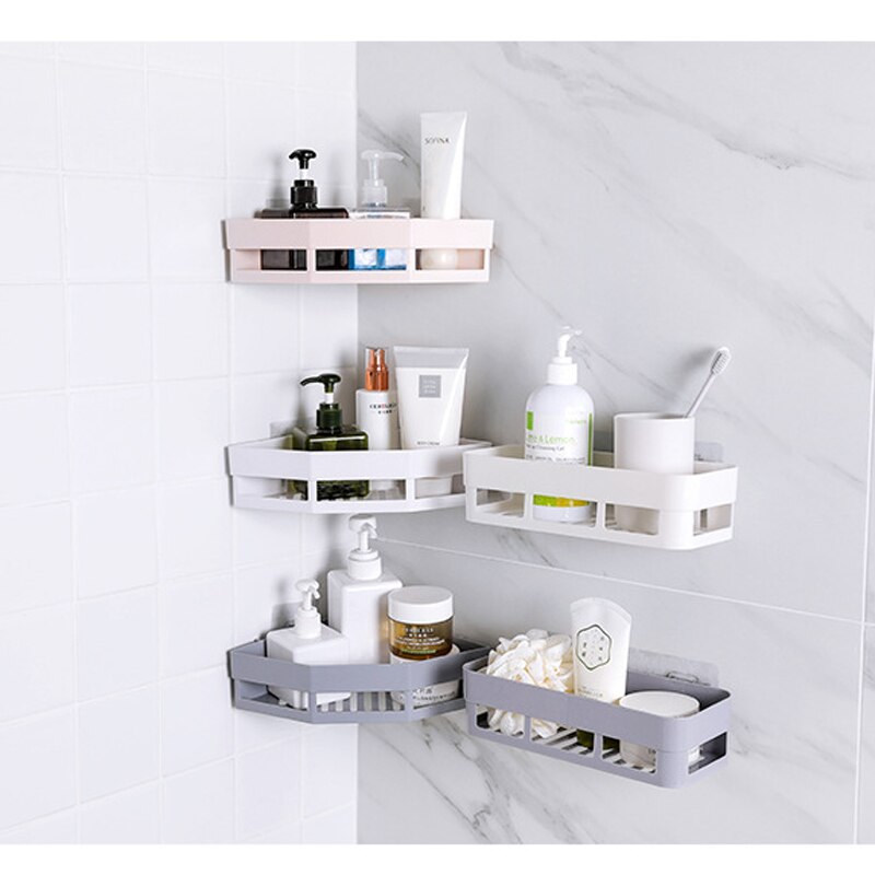 Bad Regal Klebstoff Lagerung Rack Ecke Halter Dusche Gel Shampoo Korb Küche Bad Regal Ecke