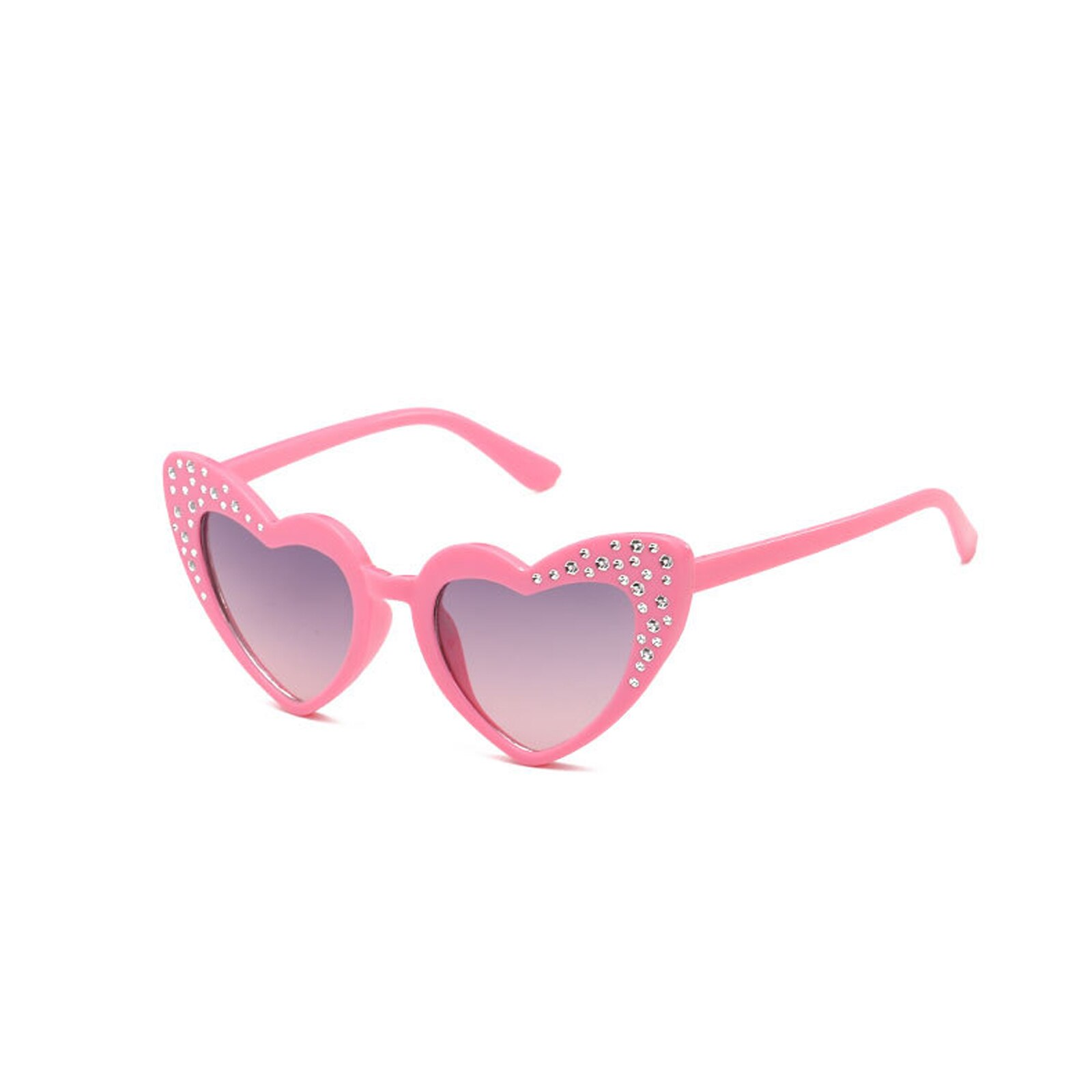 Kids Sunglasses Peach Heart Studded Children's Sunglasses Love High-end Rhinestone Girls Sunglasses: Pink