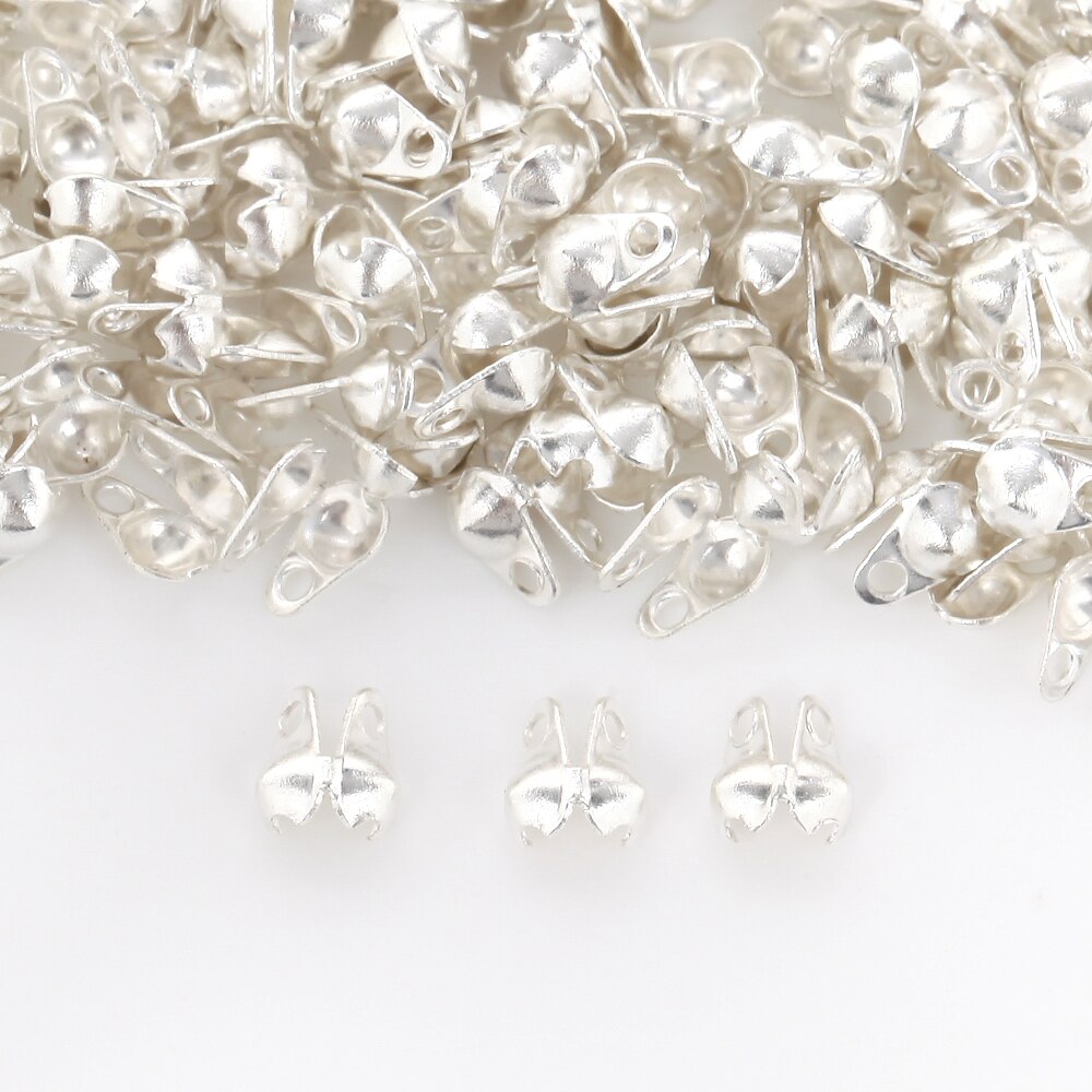 200 stücke Stecker Verschluss passend zu 2mm Ball Kette Kalotte Ende Crimps Perlen Anschluss Komponenten Für DIY Schmuck Machen Supplie: Silber-