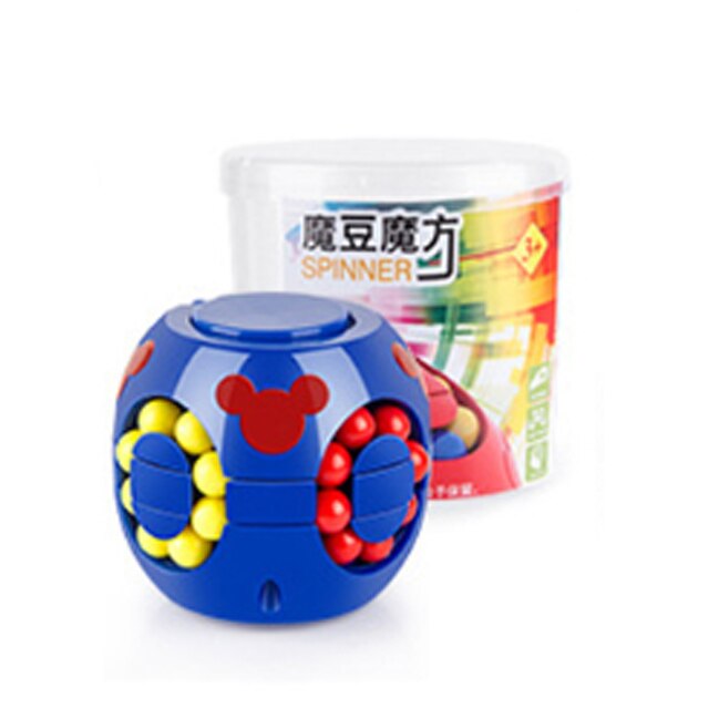 2 In 1 Magic Bean Cube & Spinning Gyro Kleurrijke Magische Kubus Vingertop Gyroscoop Stress Cube Kinderen Educatief speelgoed: 8623-4 Blue