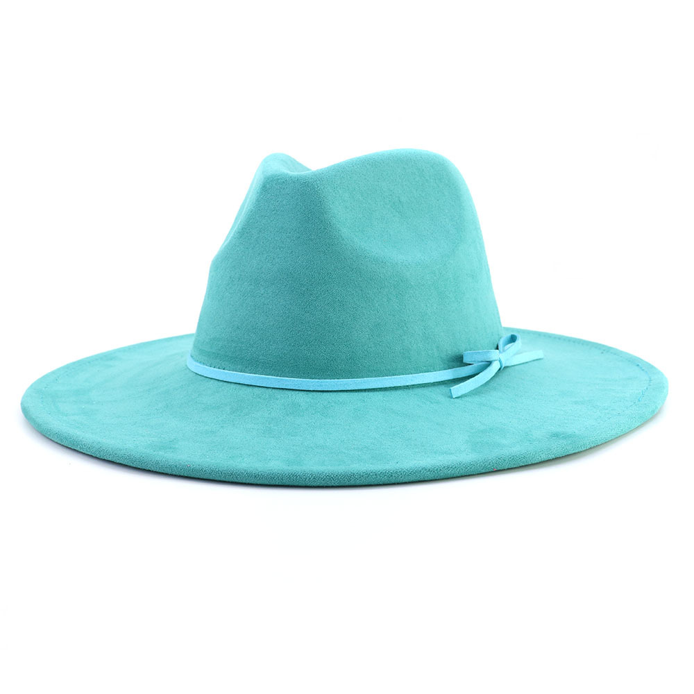 Ruskinds fedora hat med tilbehør i samme farve, dråbeformet top, bred skyggehat til mænd og kvinder, panamahat, chapeau homme, sombrero: Dyb blå