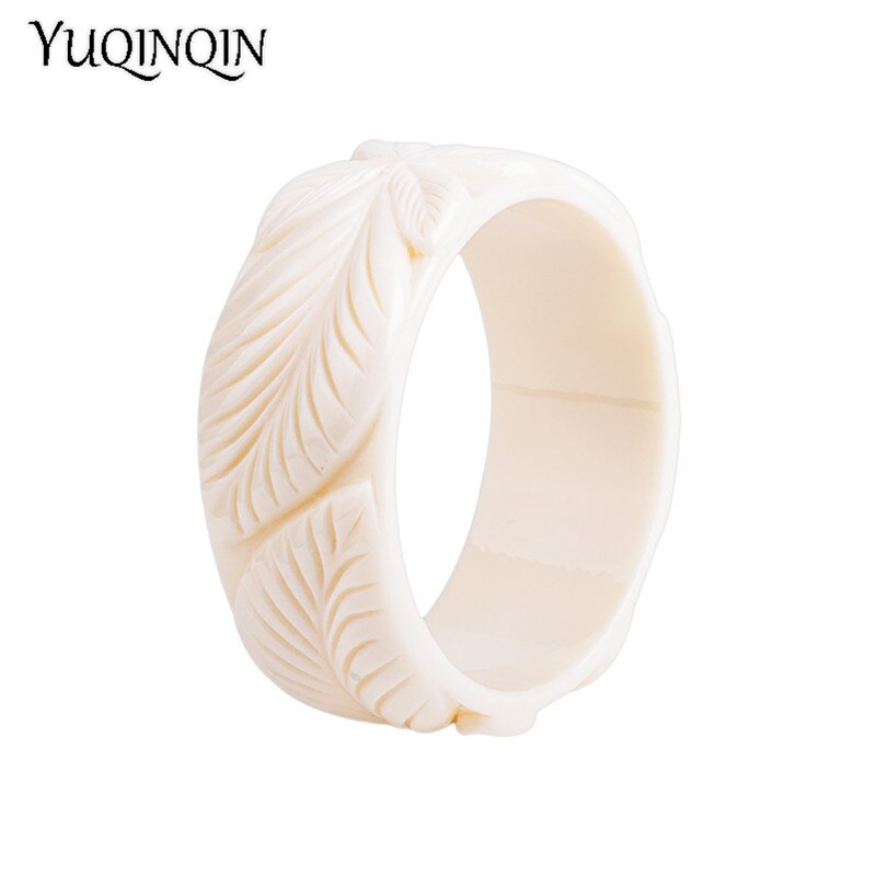 Trendy Resin Cuff Engraved Flowers Bracelets Bangles for Women Acrylic Wide Bracelets Female Simple Charm Jewelry