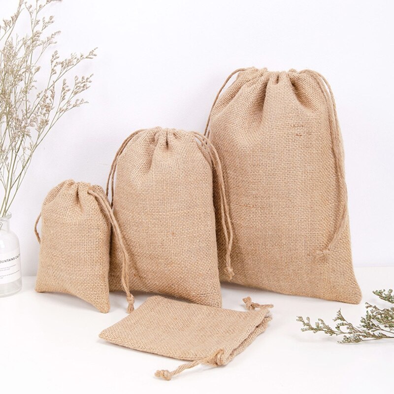 D0LF Draagbare Jute Tasje Reizen Wasserij Wassen Pouch Schoen Kleding Organizer