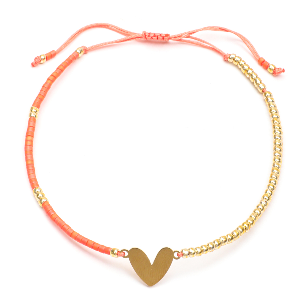 ZMZY, nueva pulsera clásica de corazón para mujer, cuentas simples de semillas Miyuki, pulseras de cuerda coloridas para mujer, de joyería: VERMEIL