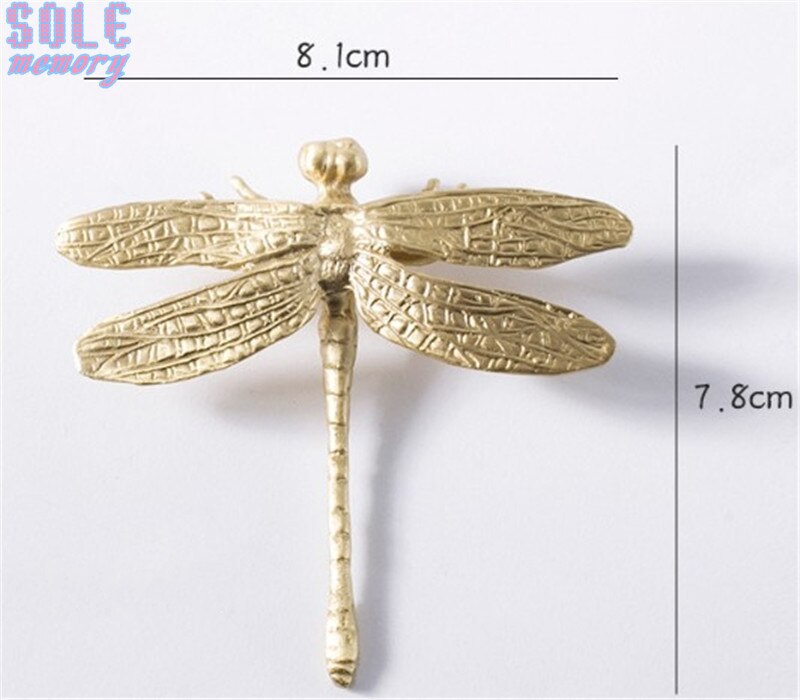Luxury Brass Dragonfly butterfly Door Handle Cupboard Drawer Pull Kitchen Cabinet Wardrobe knobs Kids Room Hardware: A