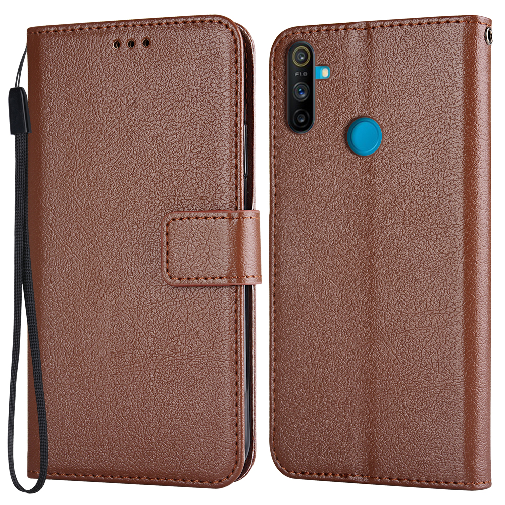 kippen Brieftasche PU Leder fallen Für Realme Narzo 20A RMX2050 Funda Stehen Geschäft Telefon Halfter Streifen Schützen Abdeckung: K-Brieftasche-Braun