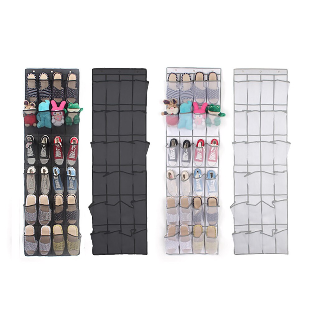Organizador de zapatos, Zapatero colgante transparente, armario de tela, bolsa de almacenamiento, 24 bolsillos de malla grandes, puerta, n. ° 40