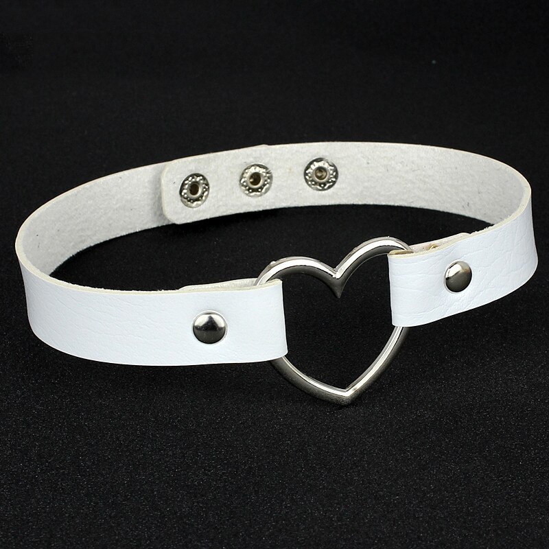 Collar de cuero con remaches Punk gótico para hombre y mujer, Gargantilla en forma de corazón, accesorios de joyería: 20