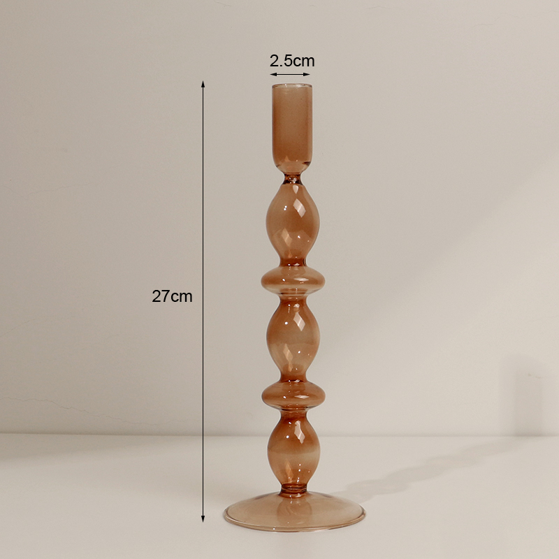 Brown Glass Candle Stick Holders Table Decoration Candles Holder for Candlestick Dinner Candles Party Wedding Centerpieces home: 020-2