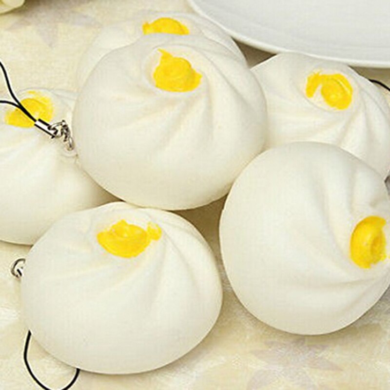 1 stk realistiske squishes foregiver legetøj dumpling squishy charms kawaii boller brød vedhæng