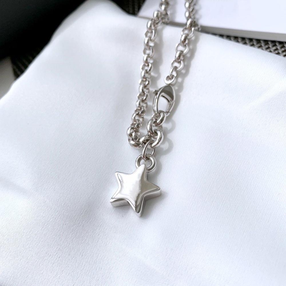 925 pequena estrela pulseira de prata esterlina; charme original e clássico micro-etiqueta; 100% prata esterlina