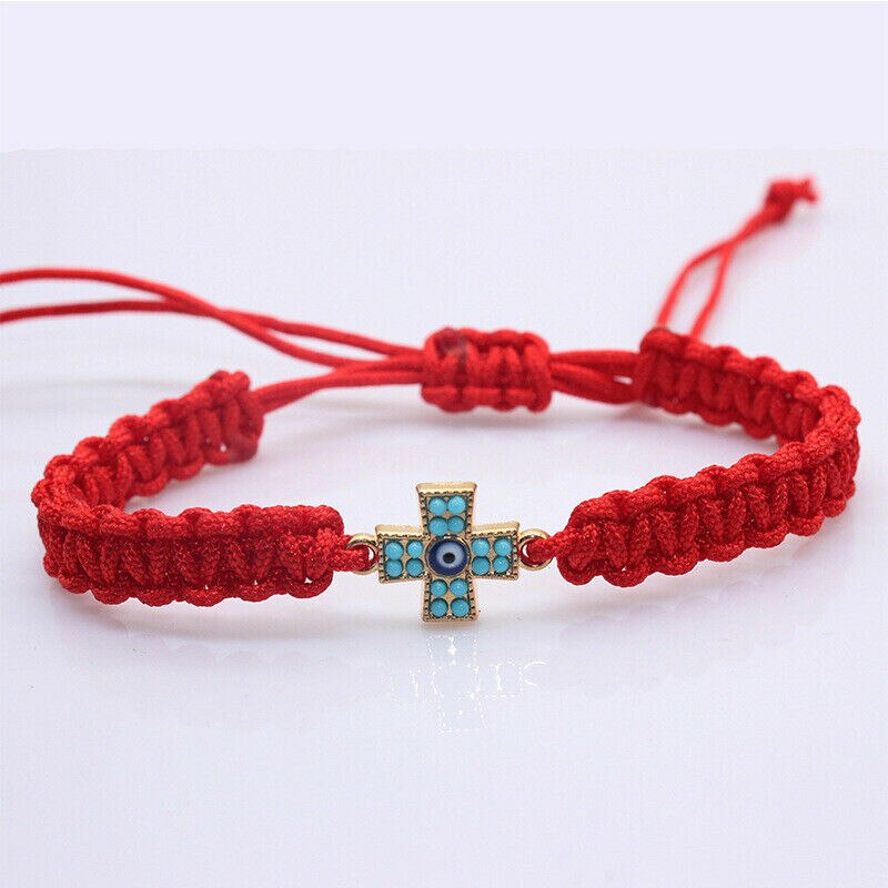 Mode Diy Rode Koord String Cross Charm Armband Geweven Touw Mannen Vrouwelijke Kralen Armbanden Bangle Chain: Red