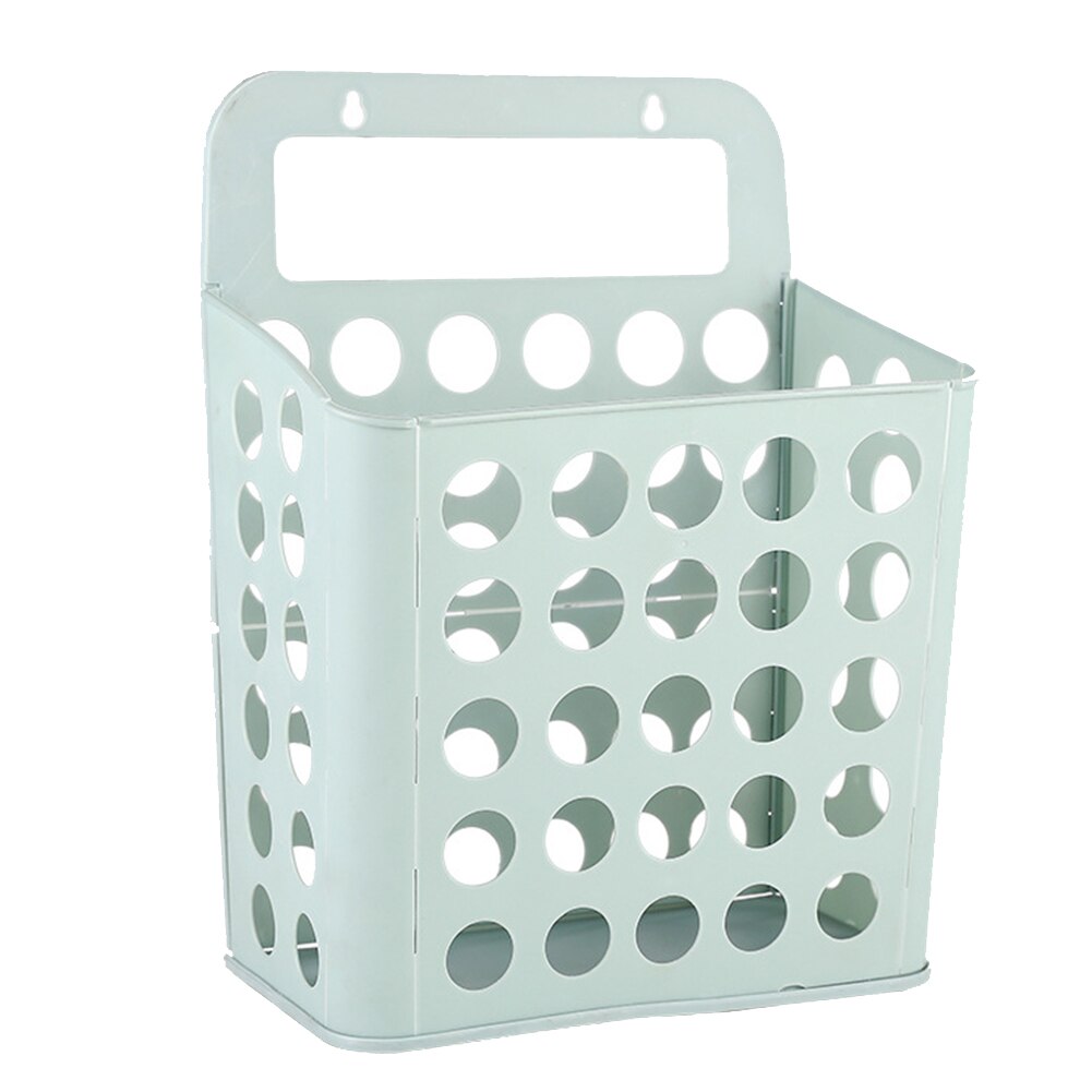 Sundries Laundry Basket Wall Mounted Foldable Organizer Living Room Household Storage Plastic Solid With Handles Container: Green