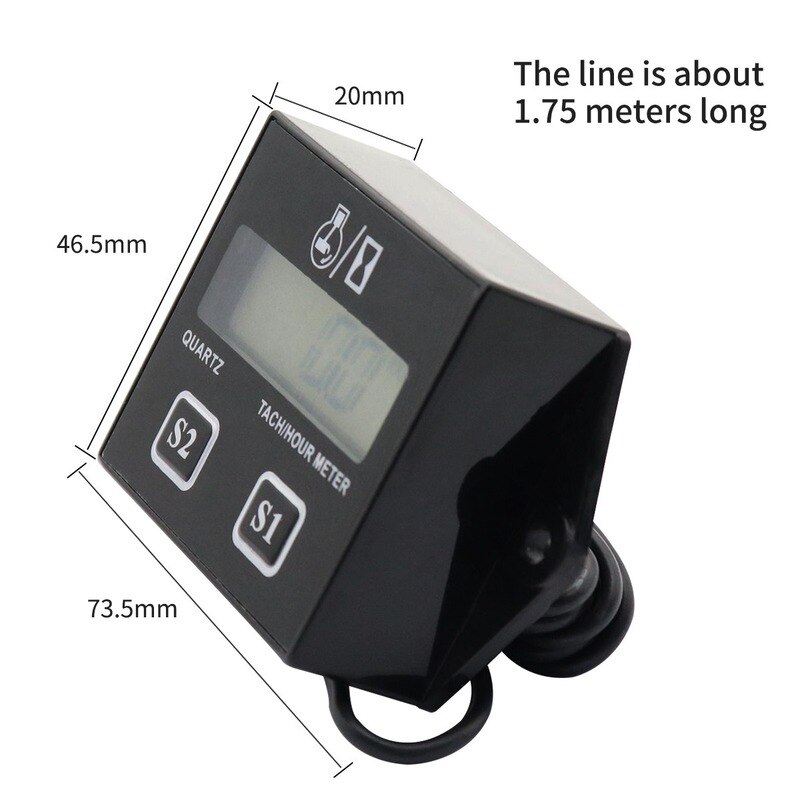 Waterproof engine moter speed tester inductive tach hour meter digital Tachometer LCD Display for Gasoline motorcycle instrument