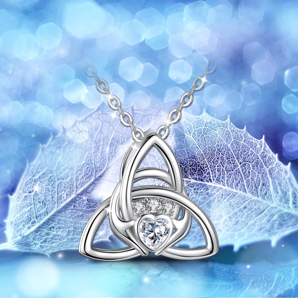 Angel Caller 925 Sterling Silver Celtic Knot Claddagh Pendant Necklace Good Luck Jewelry with Box Valentine&#39;s Day CYD177