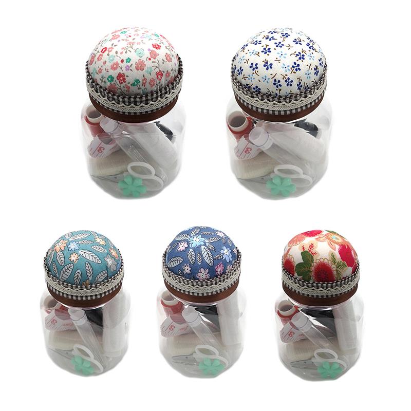 Portable Home Travel Sewing Kits Box Sewing Pattern Fabric Pincushion Needle Threader Threads Sewing Scissors Sewing Tools