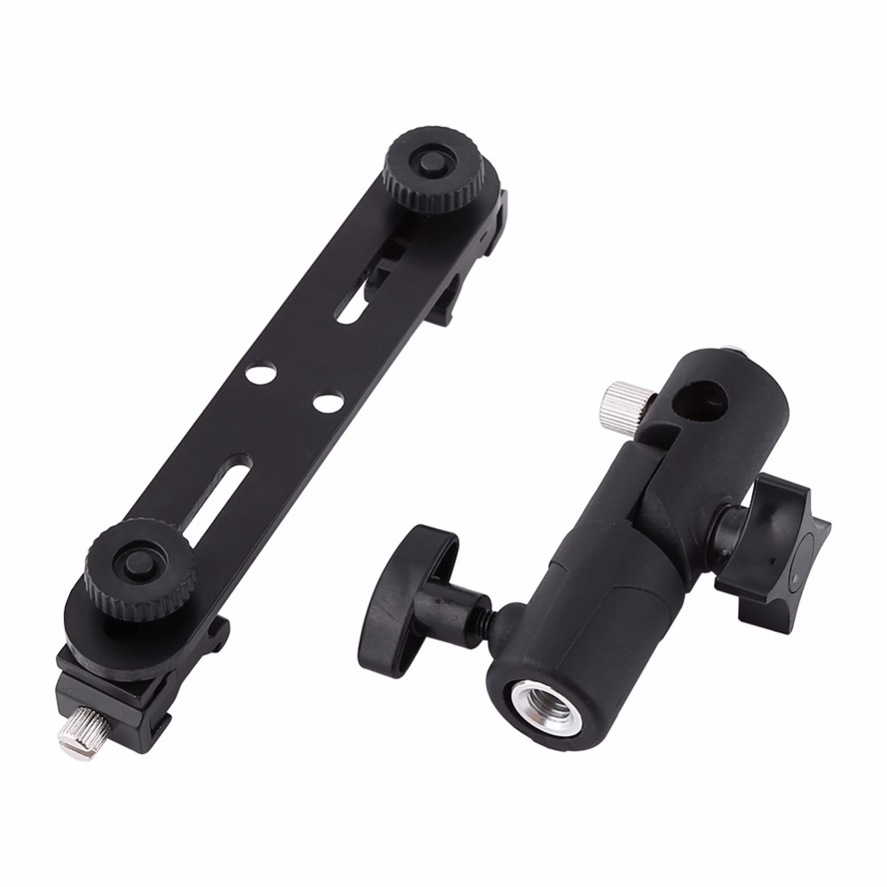 1/4 "En 3/8" Schroef Double End Licht Standhouder Dual Flash Bracket Shoe Bracket Mount Statief Voor digitale Dslr Camera