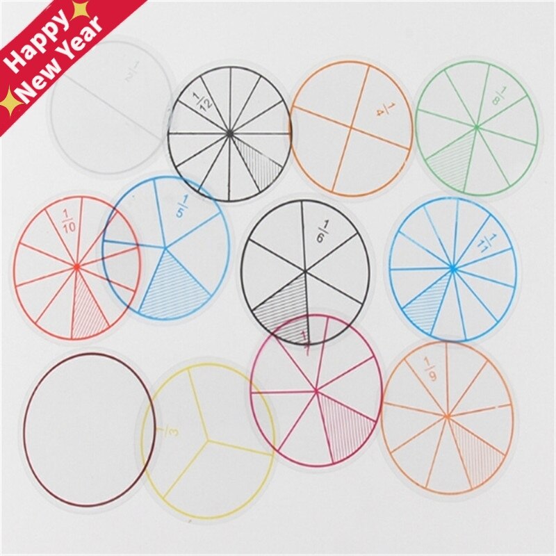 12 pièces/lot de cercles de Fractions mathématiques, jouet en plastique, cercles numérotés, puces mathématiques, nombres, 8cm