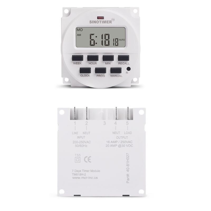 TM618H 5V 12V 24V 120V 220V Digital 7 Day Weekly Programmable Timer Switch Relay 50JC