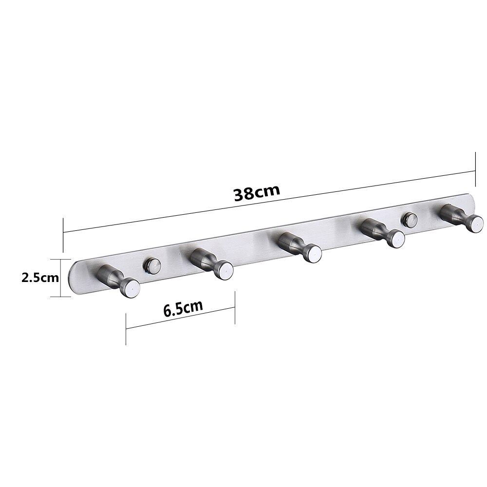 Wire Drawing Hook Wall Mounted 3-7 Holes Hooks Kitchen Wall Door Clothes Towel Hat Row Hooks Robe Hooks Hanger For Hanging: 5-hooks