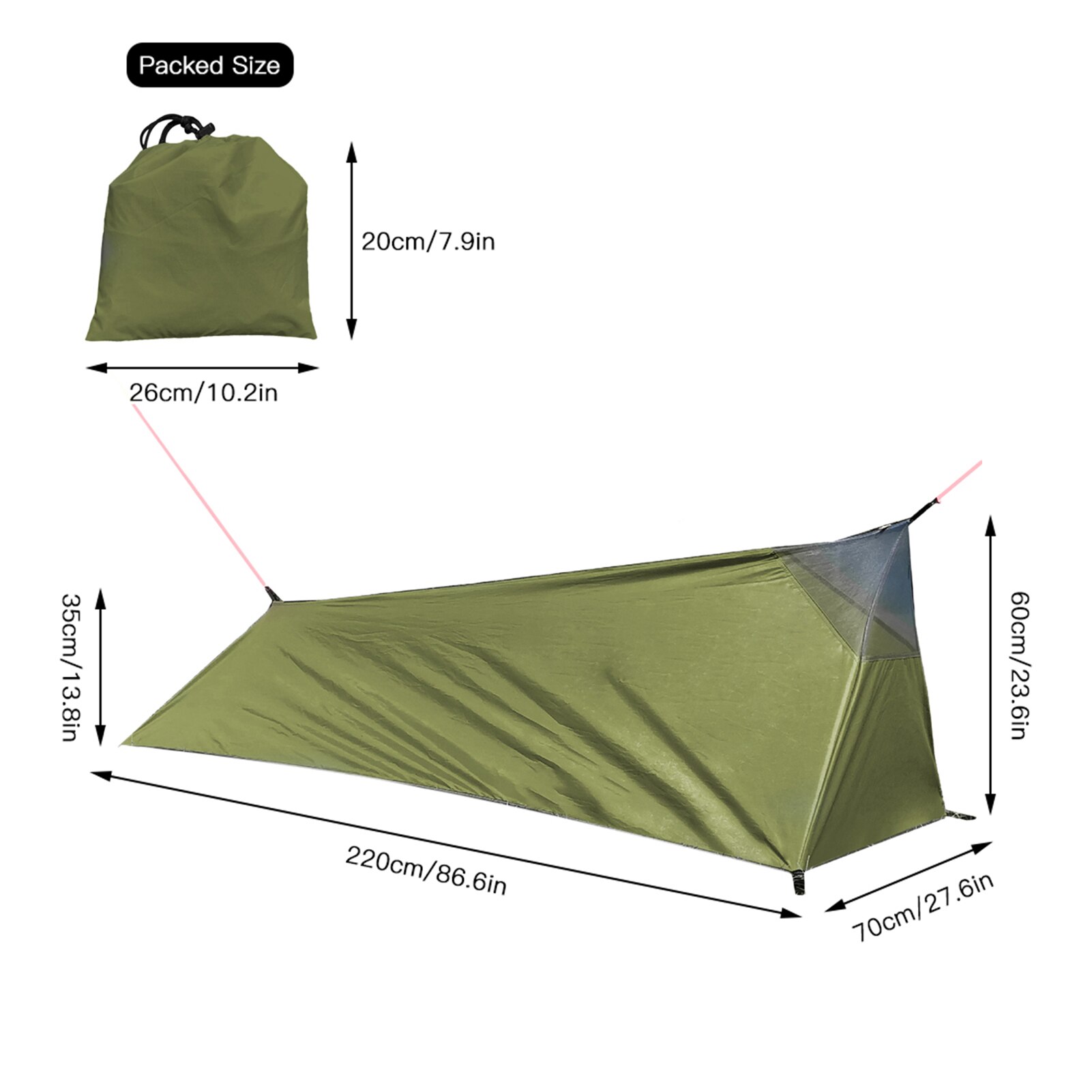 A Tower Ultralight Tent 1 Person Camping Tent Portable Canopy Hiking Mountaining Backpacking Waterproof Single Tent