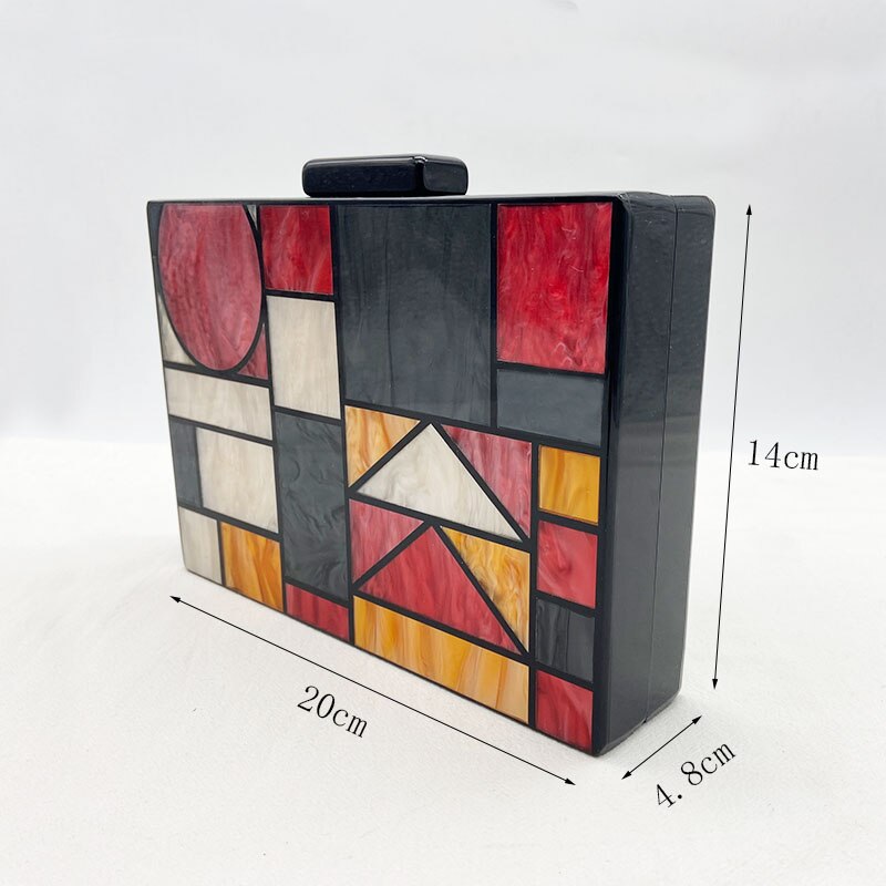 neue Acryl Patchwork Abend Taschen Jahrgang Frauen Bote Taschen Geometrische aufbringen Kupplungen Party Prom Handtaschen Geldbörsen