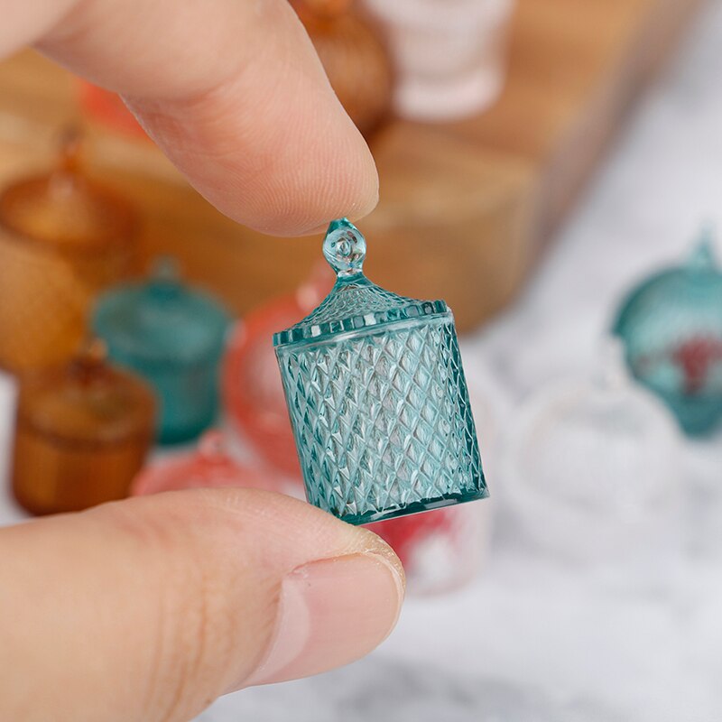 3 Stks/set 1:12 Poppenhuis Decor Miniatuur Pop Accessoires Speelgoed Snoeppot Opslagtank Voor Transparante