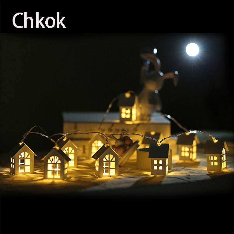 Home Night Tiny House String Lights Indoor Wall Mount Tiny House Glowing LED String Lights Festive Party Decorations Lighting