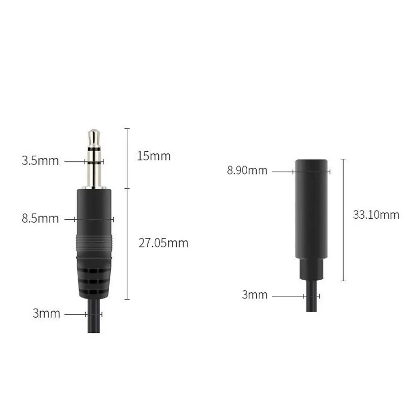 Lydkabel 2.5mm 3.5mm hannplugg/hunnplugg til bar ledning åpen ende ts mono /3- polet /4- polet trrs stereoplugg jack-kontakt