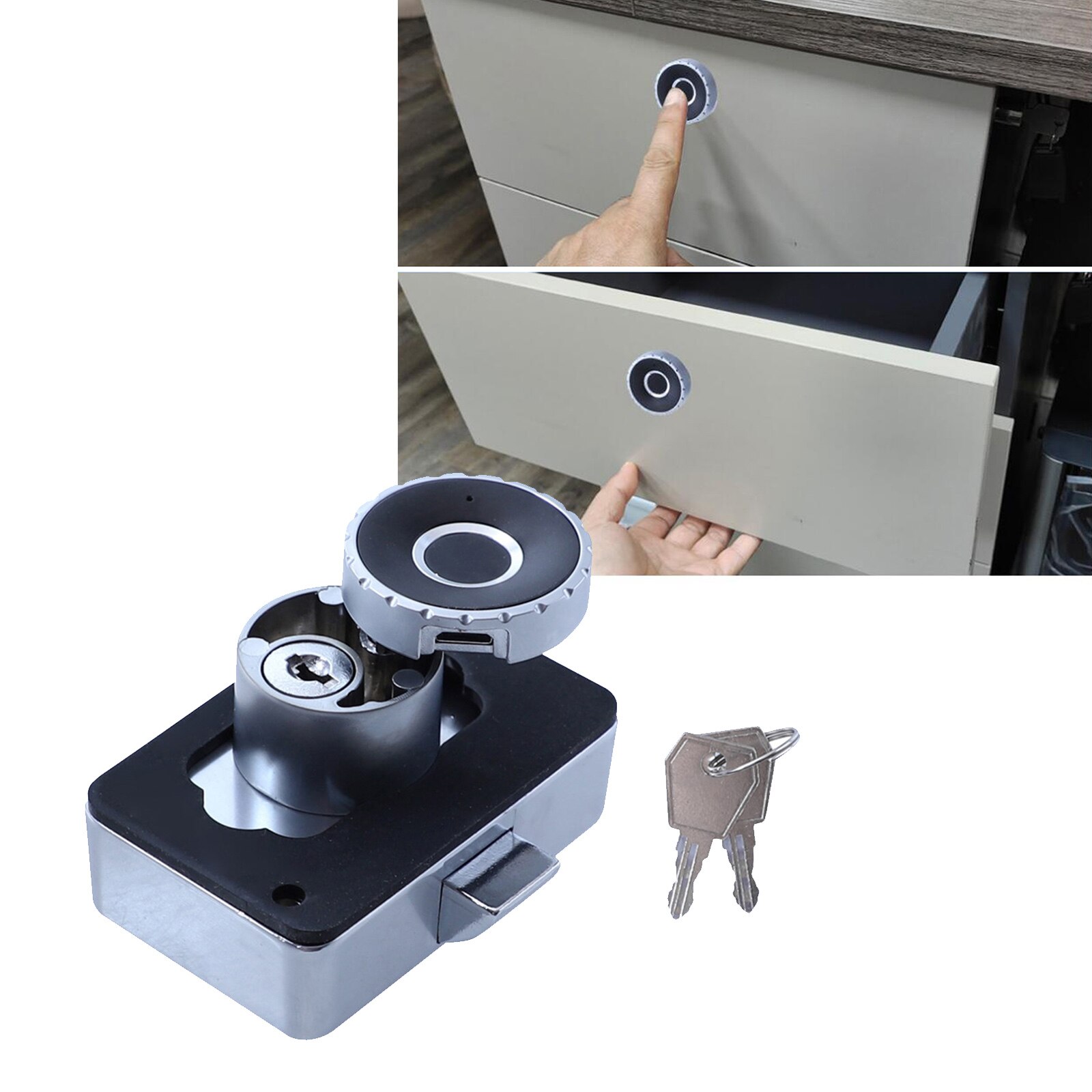 Vingerafdruk Slot Kastdeur 2-In-1 Lock Usb Oplaadbare Voor Home Office