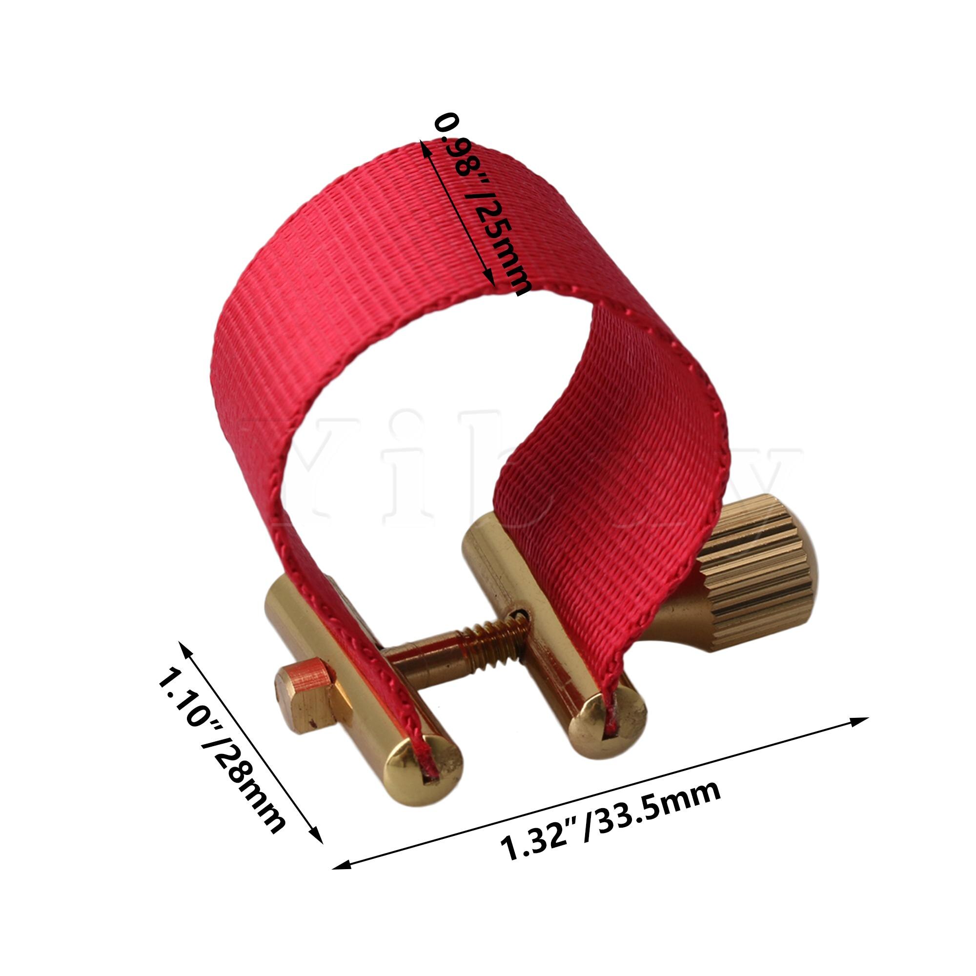 Yibuy Sax Ligatuur Sluiting Clip voor Tenorsaxofoon Rubber Mondstuk Rood