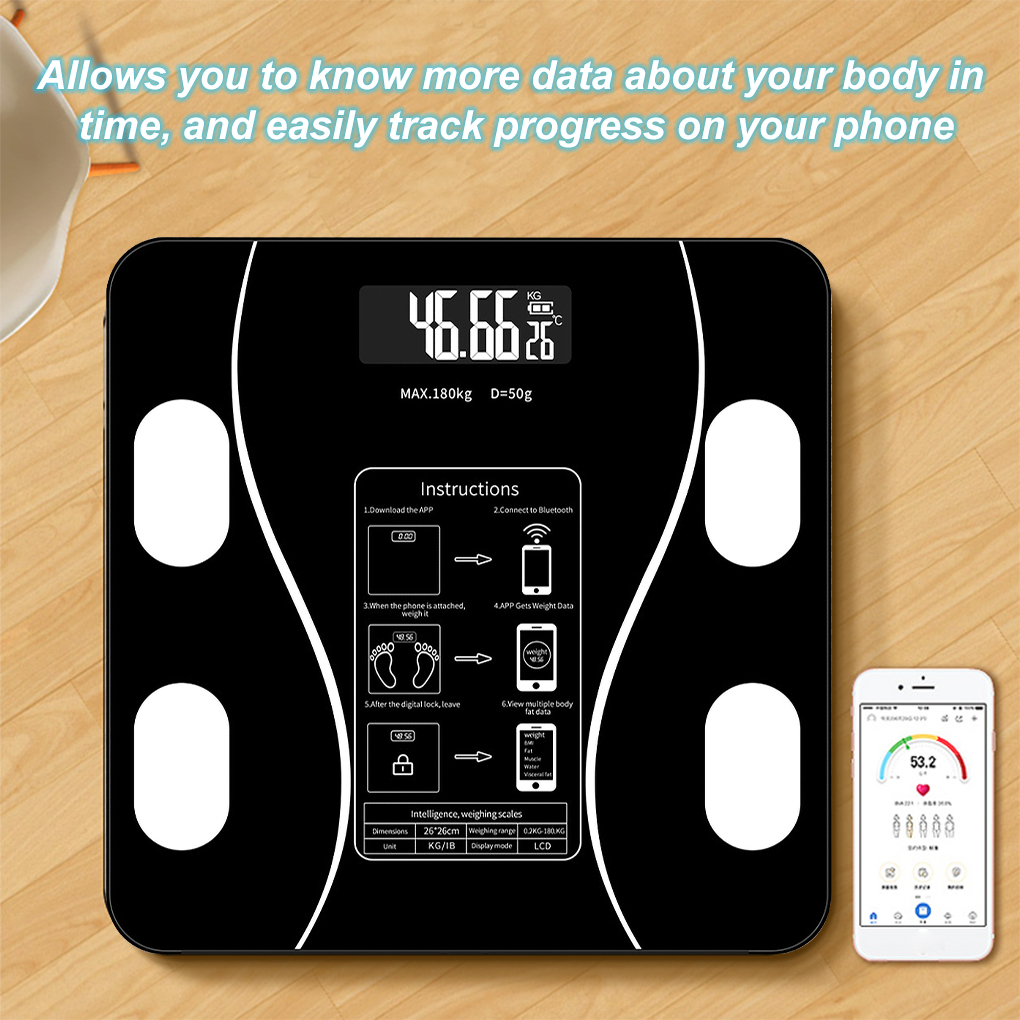 Body Fat Scale Smart Wireless Digital Bathroom Weight Scale Body Composition Analyzer With Smartphone App Bluetooth-compatible