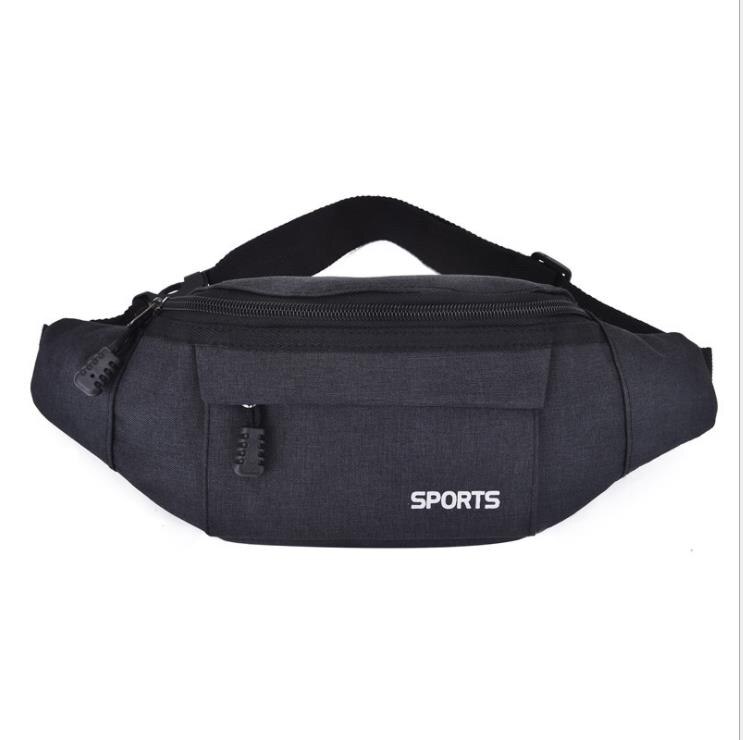 casual Fanny pack men's women's sports running Oxford cloth bag Solid travel chest bag purse: Black