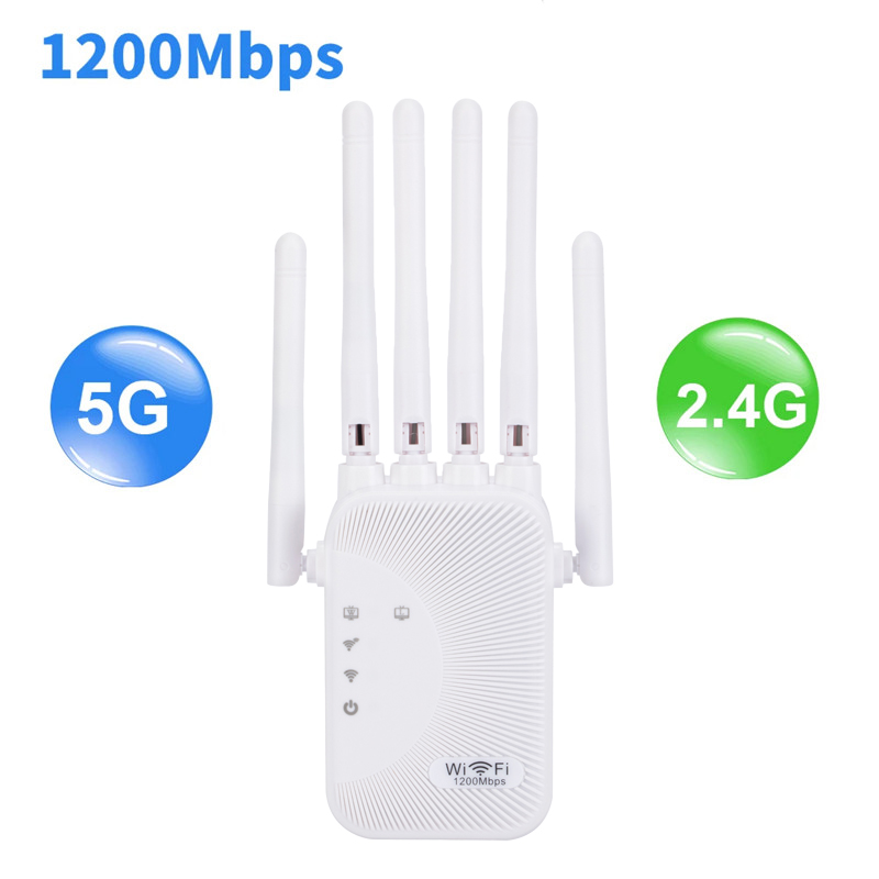 1200Mbps Dual Band WiFi Repeater Wireless Signal Extender 2.4G 5GHz Wi-Fi Amplifier Router Long Range Signal Booster For Home: green / US PLUG