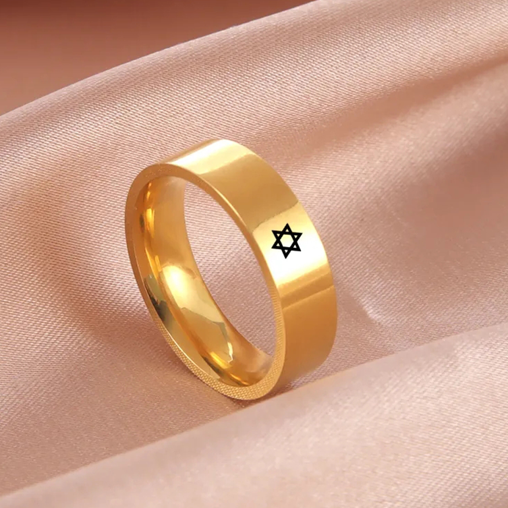 COOLTIME-Anillo de estrella de David judía, anillos de dedo de pareja de acero inoxidable para hombres y mujeres, amuleto minimalista, de joyería, novedad de 2025