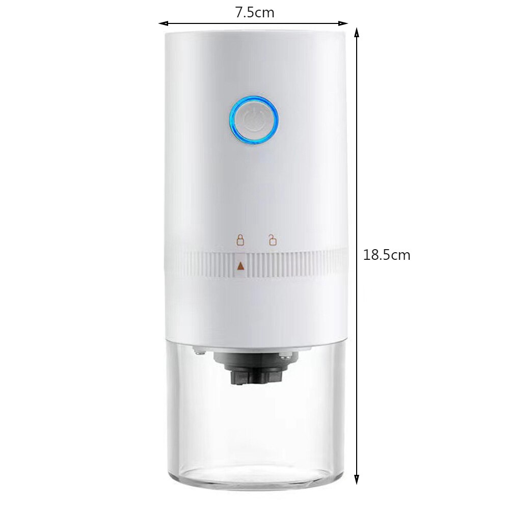 Automatic Hand Coffee Beans Maker Machine USB Rechargeable Beans Automatic Cafe Coffee Beans Grinding: White