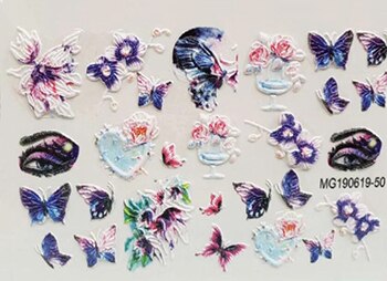 3D arrived Acrylic Engraved Nail Sticker black white lace Water Decals Empaistic Nail Water Slide Decals Z0206: 5