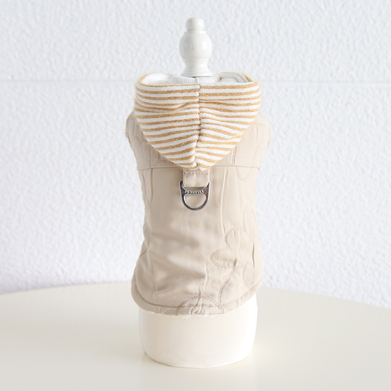 Pet Hooded Embossed Cotton Jacket Traction Cotton Jacket Autumn Winter Teddy Cat Clothing Pet Clothing Dog Hoodie Pet Clothes: S / Yellow
