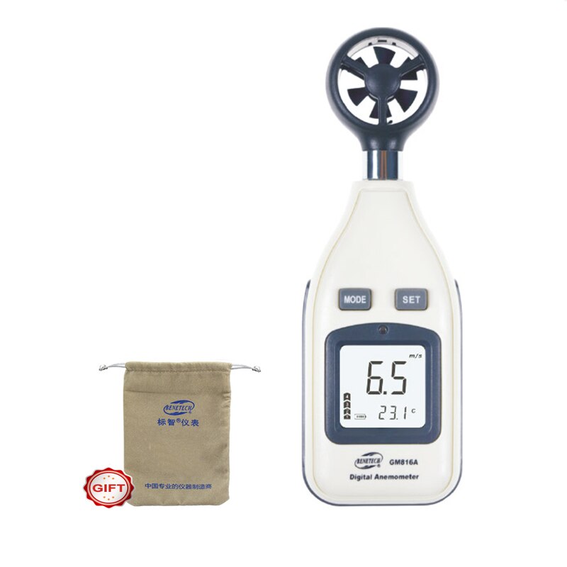 Mini størrelse bærbart omdrejningstæller lcd digitalt anemometer vindhastighedsmåler meter håndholdt vindmåler vindhastighedsmålingsværktøj  gm816: Gm816a