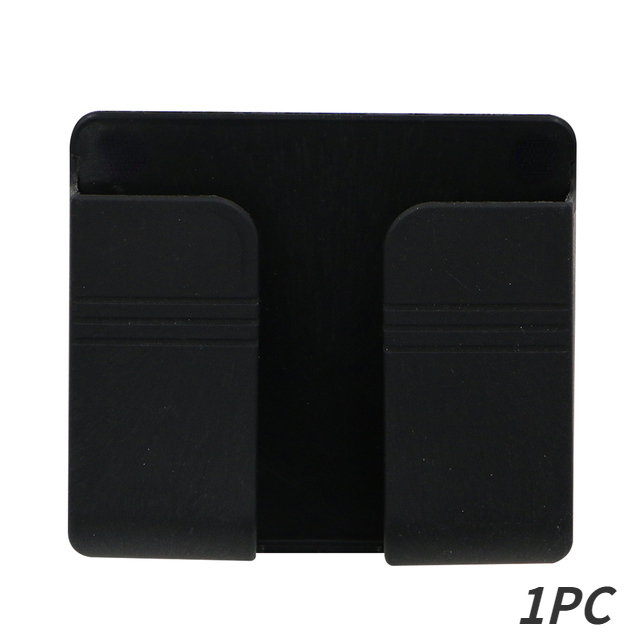 1-4 pçs caixa de armazenamento montada na parede multifuncional perfurador livre organizador tv controle remoto diy plugue do telefone móvel suporte de carregamento: Preto
