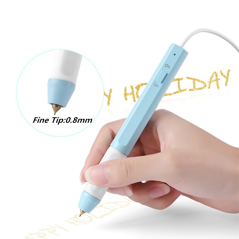 Juego de bolígrafo de lámina térmica, tarjeta de álbum de recortes resistente al calor alimentada por USB, herramientas de bricolaje de escritura brillante, 0,8mm/1,5mm,