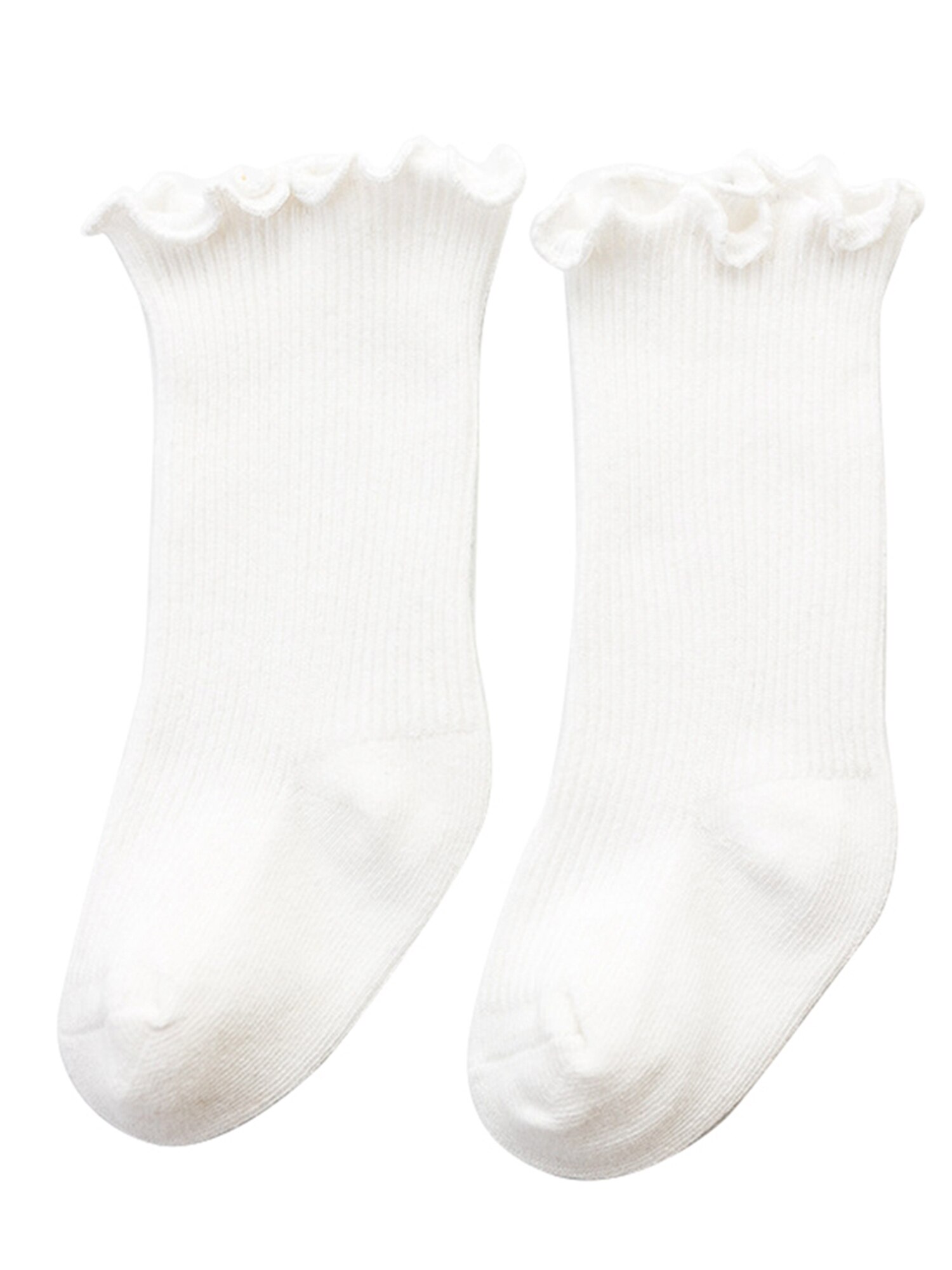 Baby Peuter Baby Katoenen Sokken, Warm Naadloze Effen Kleur Gebreide Ruffle Crew Sokken Voor Jongens Meisjes: A / Size M